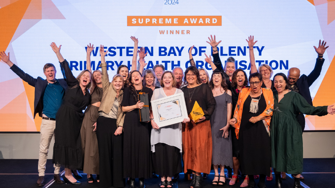 Western Bay of Plenty Priary Health Organisation's team accepting Supreme Award during 2024 Diversity Awards