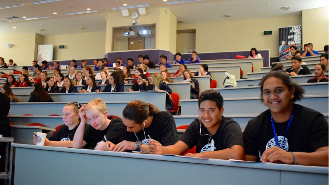 Students working in a lecture room at Pūhoro STEMM Academy