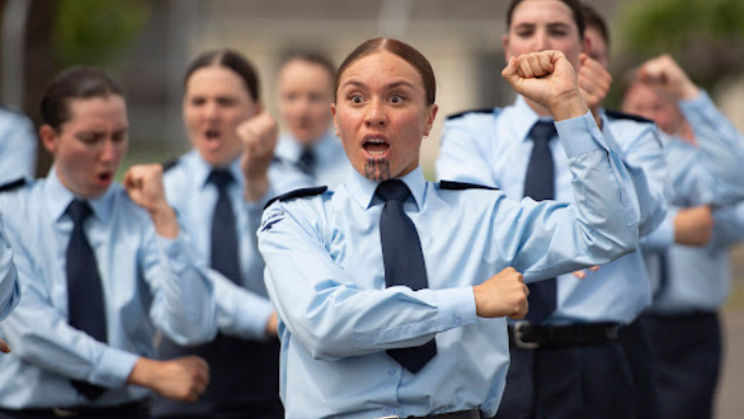 New Zealand Defence Force group of women performing a haka New Zealand Defence Force group of women performing a haka