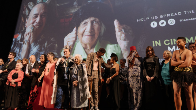 maori film cast on stage at a film festival maori film cast on stage at a film festival