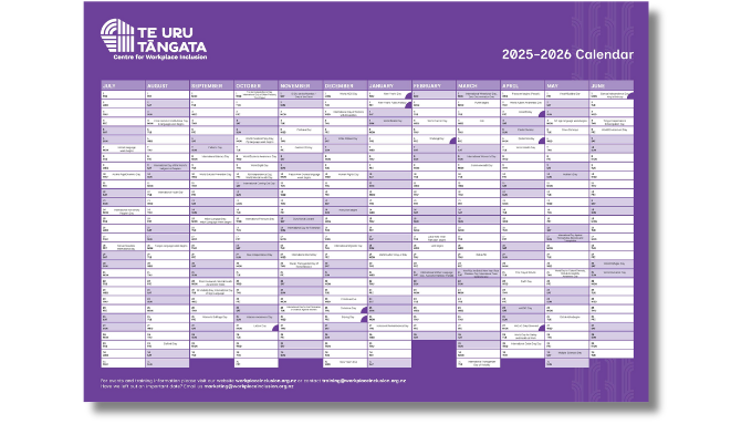 Image of the Te Uru Tāngata Diversity Calendar