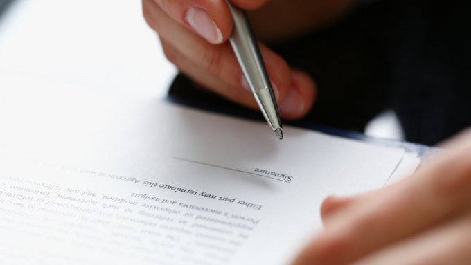 Person signing document